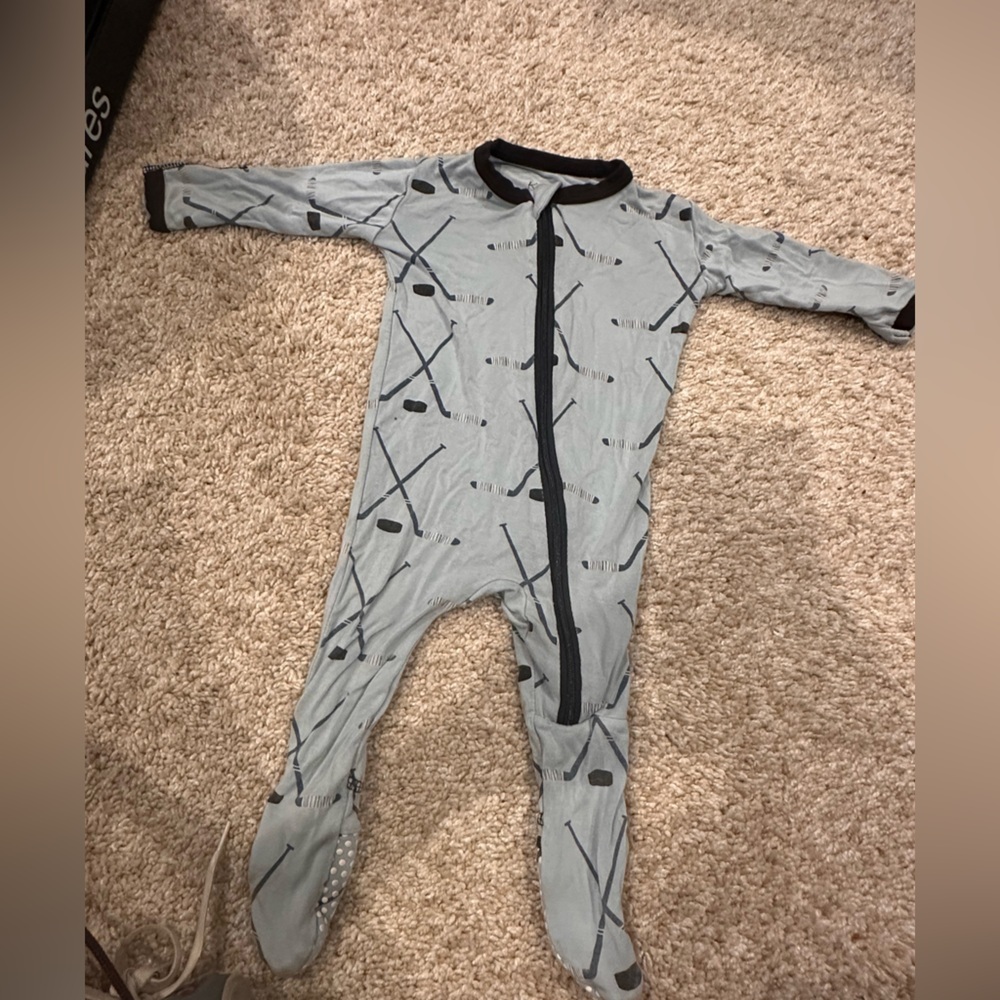 Designer -KicKee Pants Blue Ice Hockey Footie Pajama